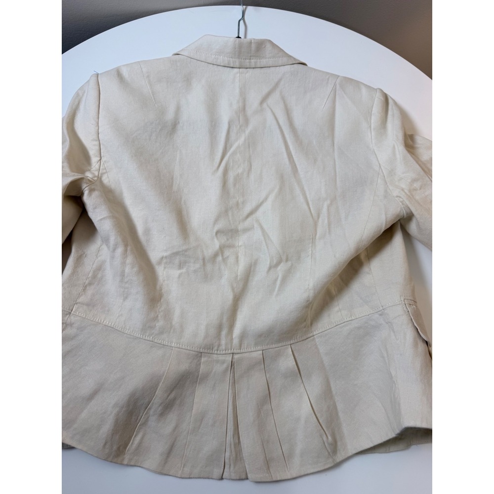 Banana Republic Blazer Womens 6P Cream Excellent Linen Blend Peplum Back Jacket - Picture 5 of 6